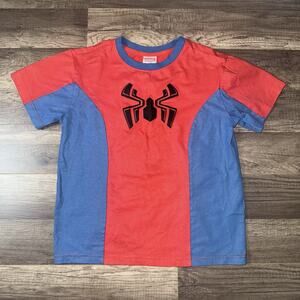 Marvel Spiderman kids Shirt Size Large (11-12 )boys Spider Logo Blue Red Slim